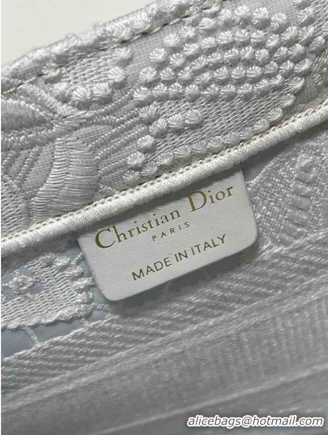 Top Grade SMALL DIOR BOOK TOTE Embroidery M1265ZRGO white