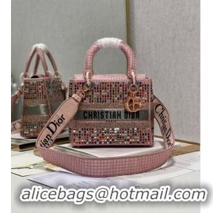 Cheapest MEDIUM LADY DIOR BAG Bead Embroidery 0650RKW Coral Pink