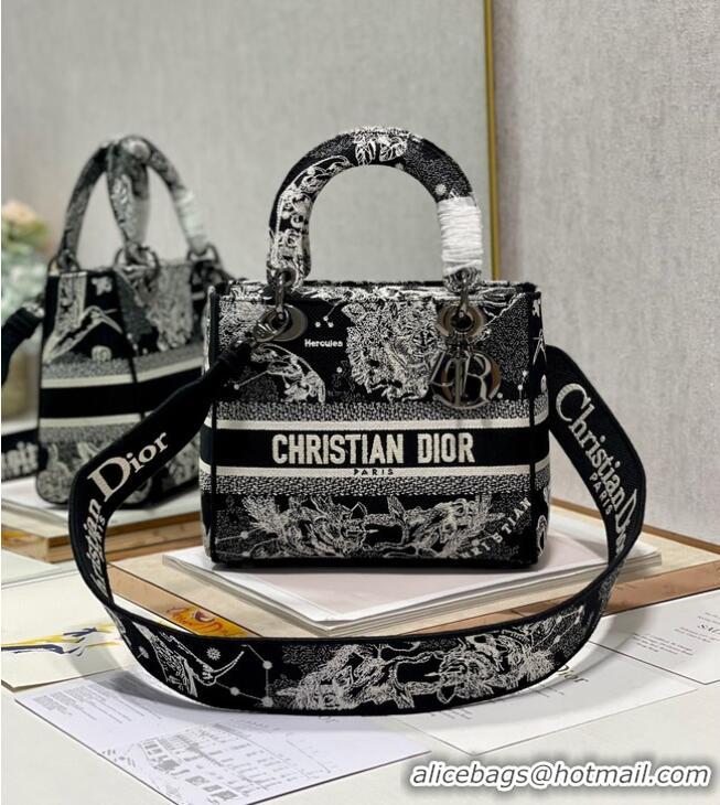 Good Product MEDIUM LADY D-LITE BAG Black Toile de Jouy Zodiac Embroidery M0565BRHZ