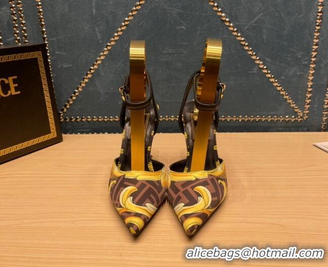 Unique Style Versace x Fendi Fendace First High Heel Pumps 9cm Coffee Brown 062187