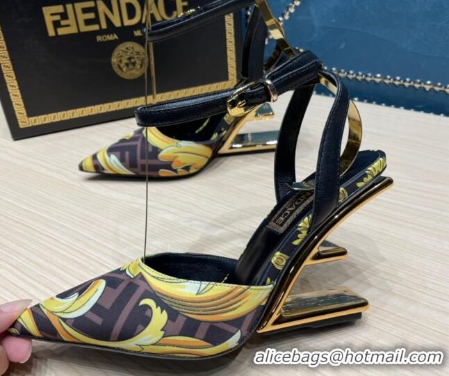 Unique Style Versace x Fendi Fendace First High Heel Pumps 9cm Coffee Brown 062187