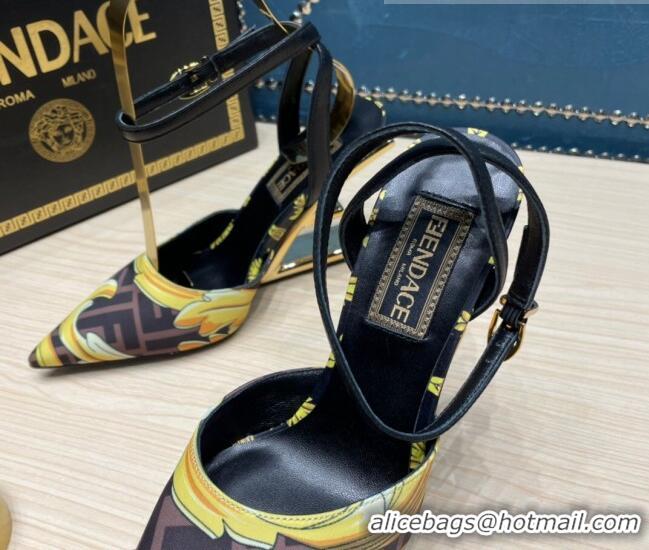 Unique Style Versace x Fendi Fendace First High Heel Pumps 9cm Coffee Brown 062187