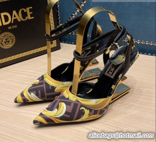 Unique Style Versace x Fendi Fendace First High Heel Pumps 9cm Coffee Brown 062187