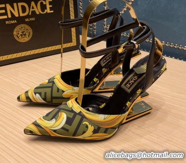 Most Popular Versace x Fendi Fendace First High Heel Pumps 9cm Green 062188