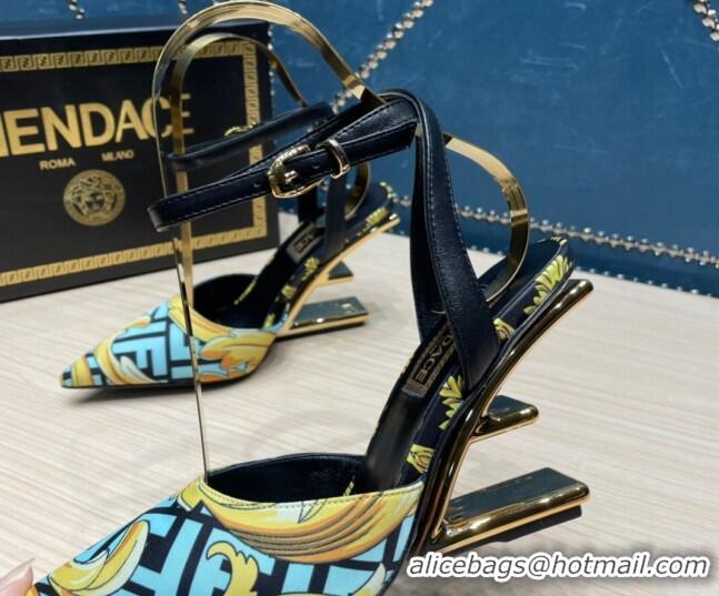 Luxurious Versace x Fendi Fendace First High Heel Pumps 9cm Blue 062189