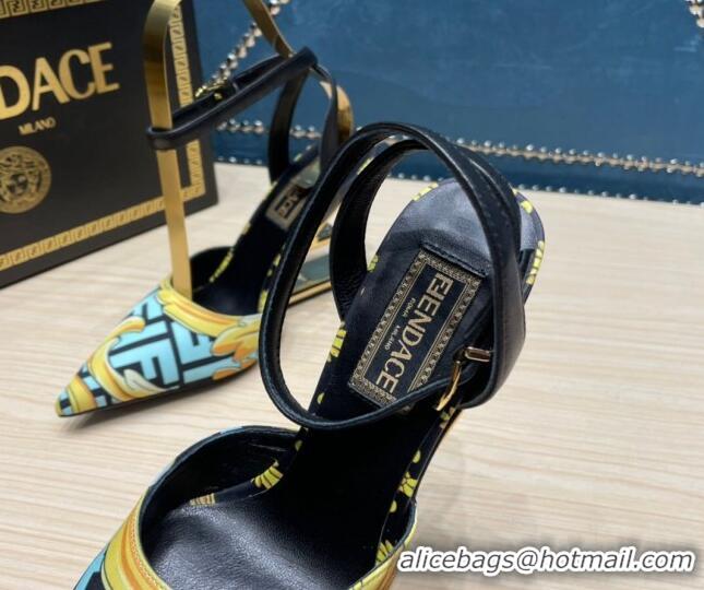 Luxurious Versace x Fendi Fendace First High Heel Pumps 9cm Blue 062189