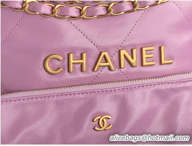 Top Grade CHANEL 22 HANDBAG Shiny Calfskin & Gold-Tone Metal AS3261 AS3260 Purple