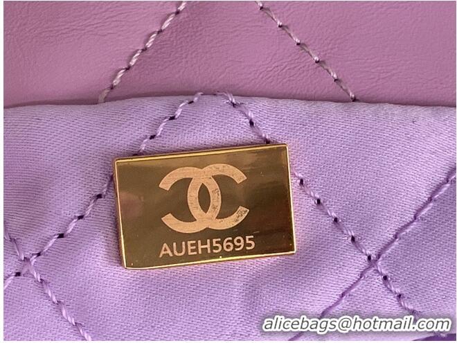 Top Grade CHANEL 22 HANDBAG Shiny Calfskin & Gold-Tone Metal AS3261 AS3260 Purple