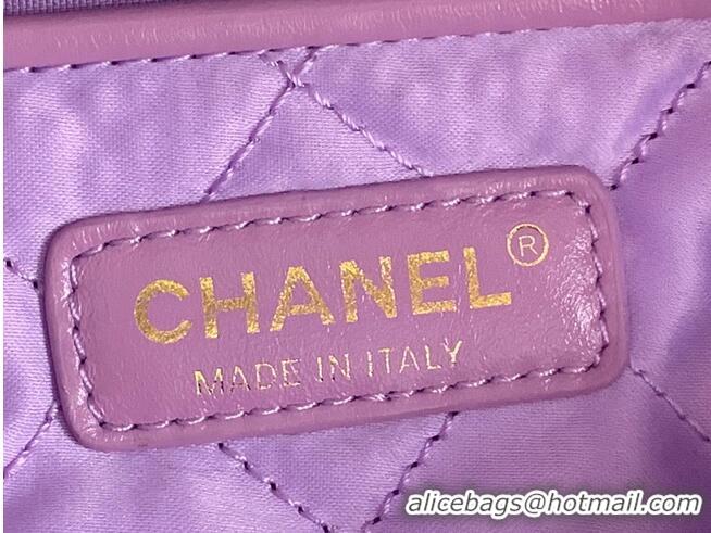 Top Grade CHANEL 22 HANDBAG Shiny Calfskin & Gold-Tone Metal AS3261 AS3260 Purple