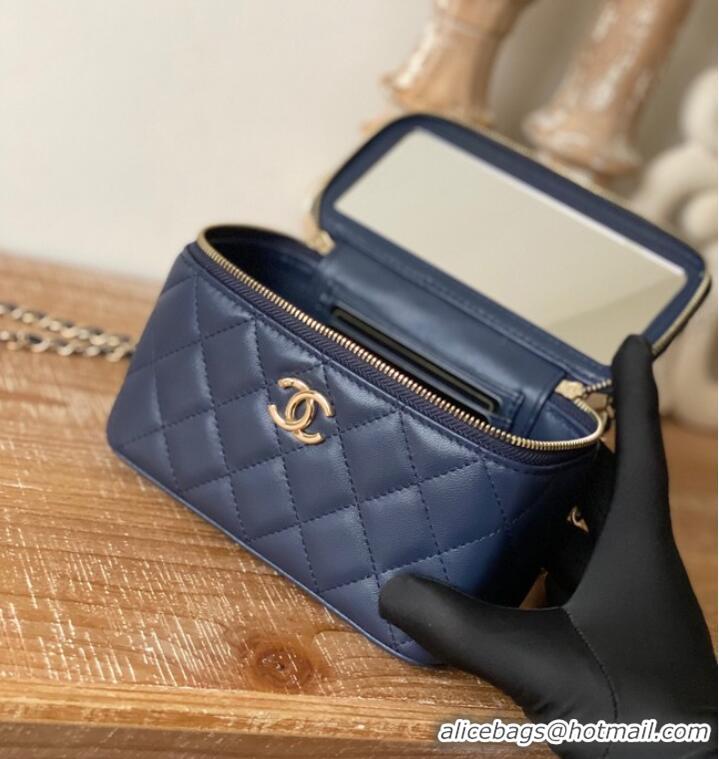 Top Quality Chanel mini Shoulder Bag Lambskin & Gold-Tone Metal 81208 dark blue