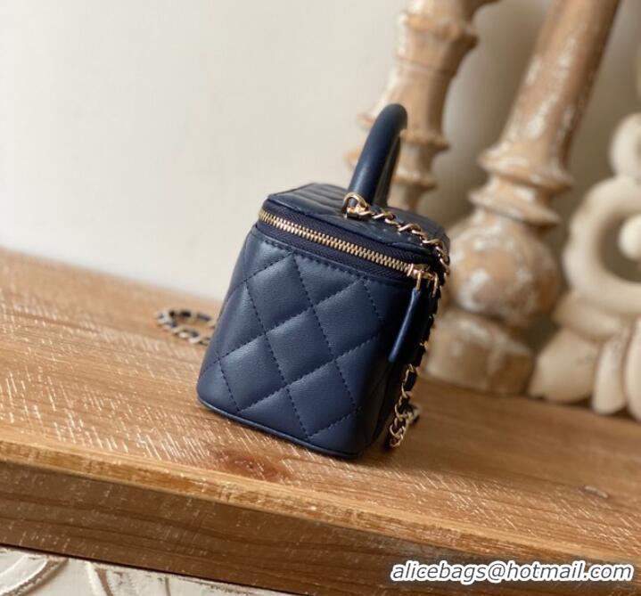 Top Quality Chanel mini Shoulder Bag Lambskin & Gold-Tone Metal 81208 dark blue