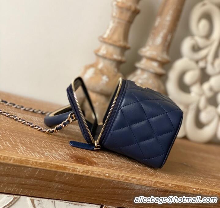 Top Quality Chanel mini Shoulder Bag Lambskin & Gold-Tone Metal 81208 dark blue