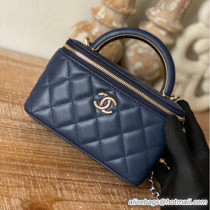 Top Quality Chanel mini Shoulder Bag Lambskin & Gold-Tone Metal 81208 dark blue