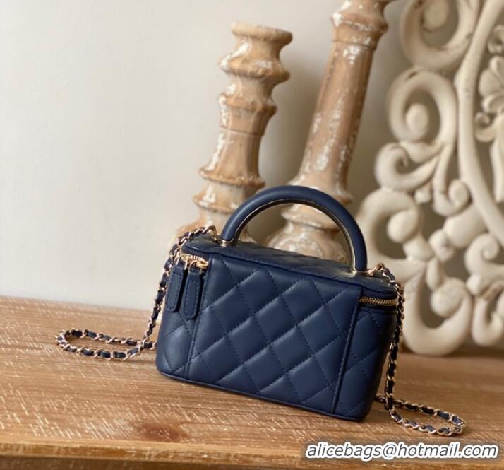 Top Quality Chanel mini Shoulder Bag Lambskin & Gold-Tone Metal 81208 dark blue