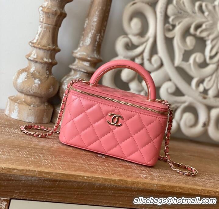 Sumptuous Design Chanel mini Shoulder Bag Lambskin & Gold-Tone Metal 81208 pink