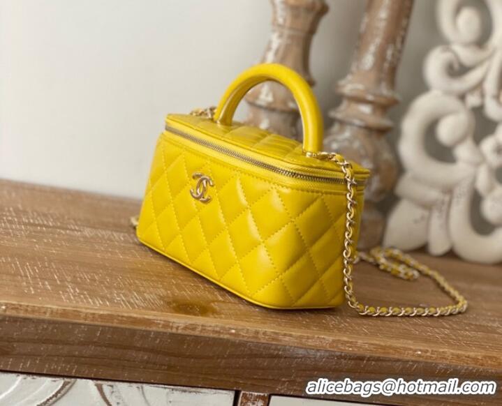 Wholesale Grade Chanel mini Shoulder Bag Lambskin & Gold-Tone Metal 81208 yellow