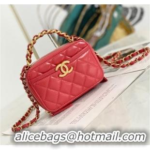 Good Taste Chanel mini Shoulder Bag Lambskin & Gold-Tone Metal AS2178 red