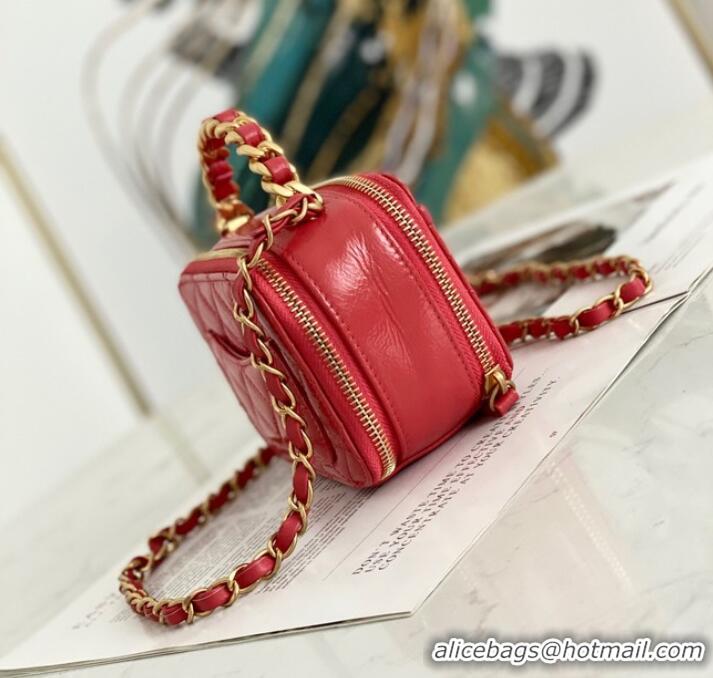 Good Taste Chanel mini Shoulder Bag Lambskin & Gold-Tone Metal AS2178 red