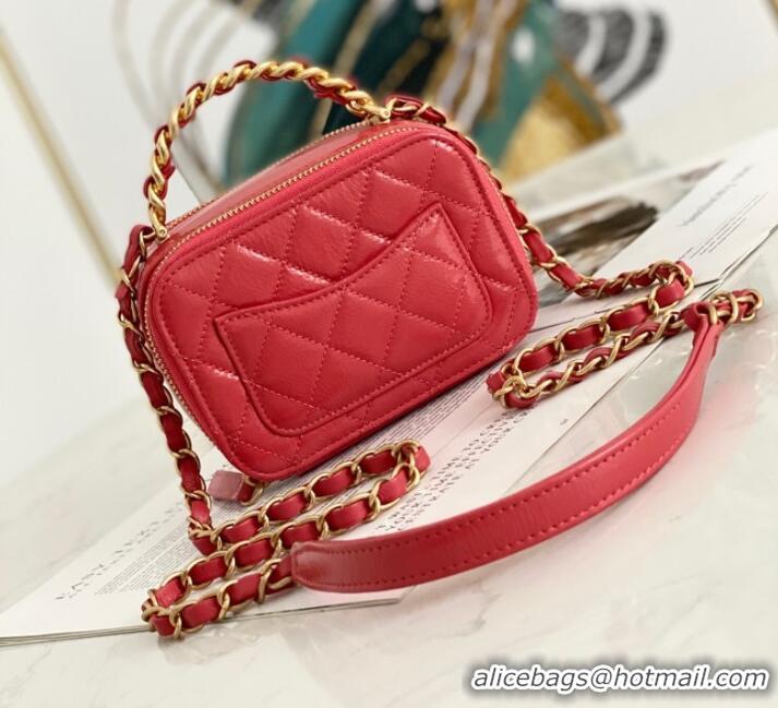 Good Taste Chanel mini Shoulder Bag Lambskin & Gold-Tone Metal AS2178 red