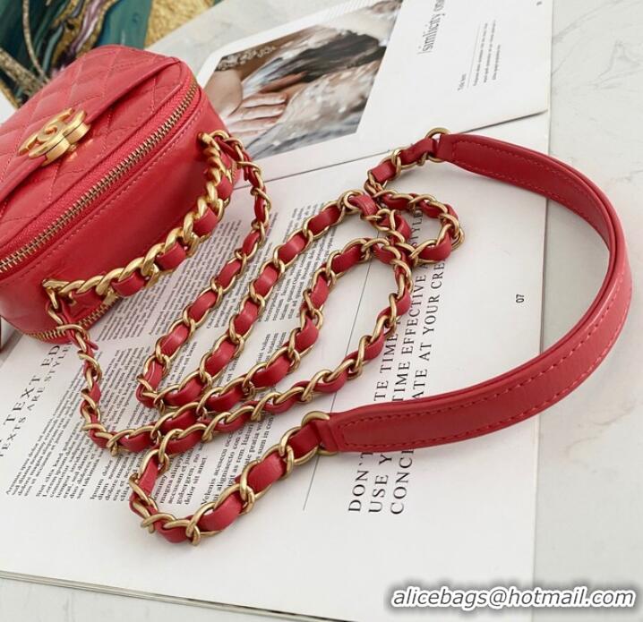 Good Taste Chanel mini Shoulder Bag Lambskin & Gold-Tone Metal AS2178 red