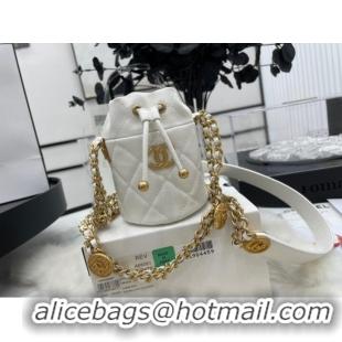 Good Looking Chanel Drawstring Bag & Gold Metal A68081 white