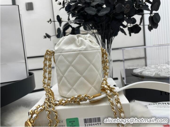 Good Looking Chanel Drawstring Bag & Gold Metal A68081 white