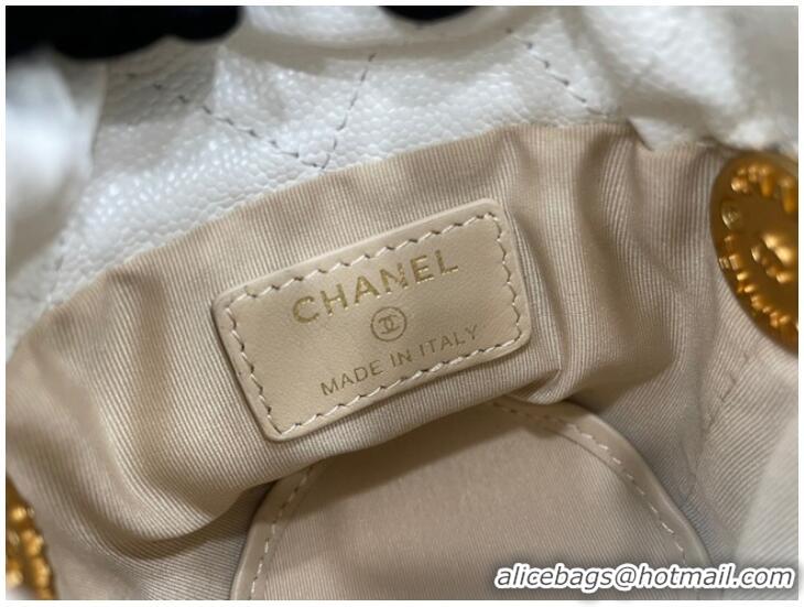 Good Looking Chanel Drawstring Bag & Gold Metal A68081 white