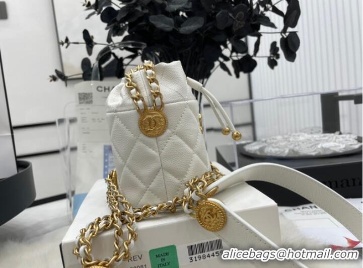 Good Looking Chanel Drawstring Bag & Gold Metal A68081 white