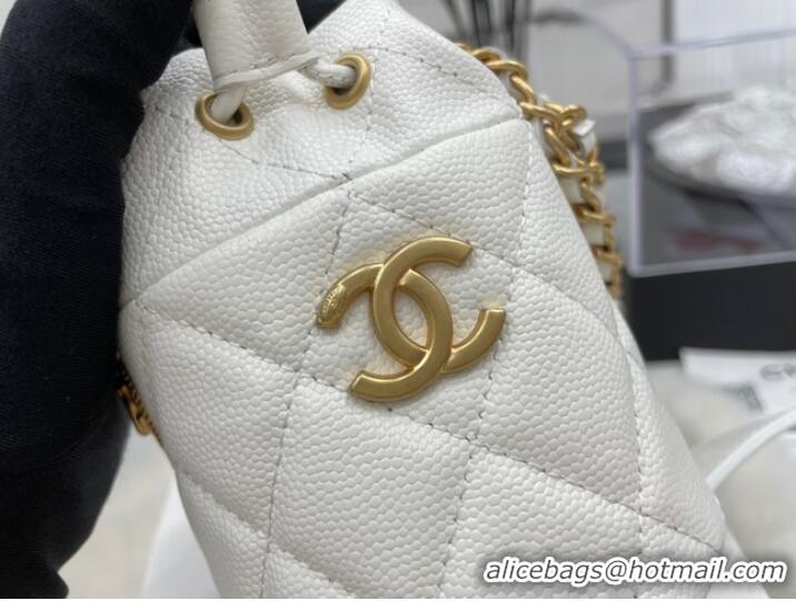 Good Looking Chanel Drawstring Bag & Gold Metal A68081 white