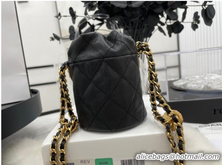 Original Cheap Chanel Drawstring Bag & Gold Metal A68081 black