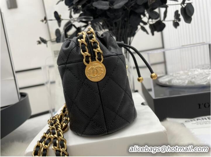 Original Cheap Chanel Drawstring Bag & Gold Metal A68081 black