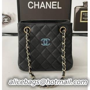 Buy Fashionable Chanel mini Shoulder Bag Grained Calfskin&Gold-Tone Metal AB3176 black