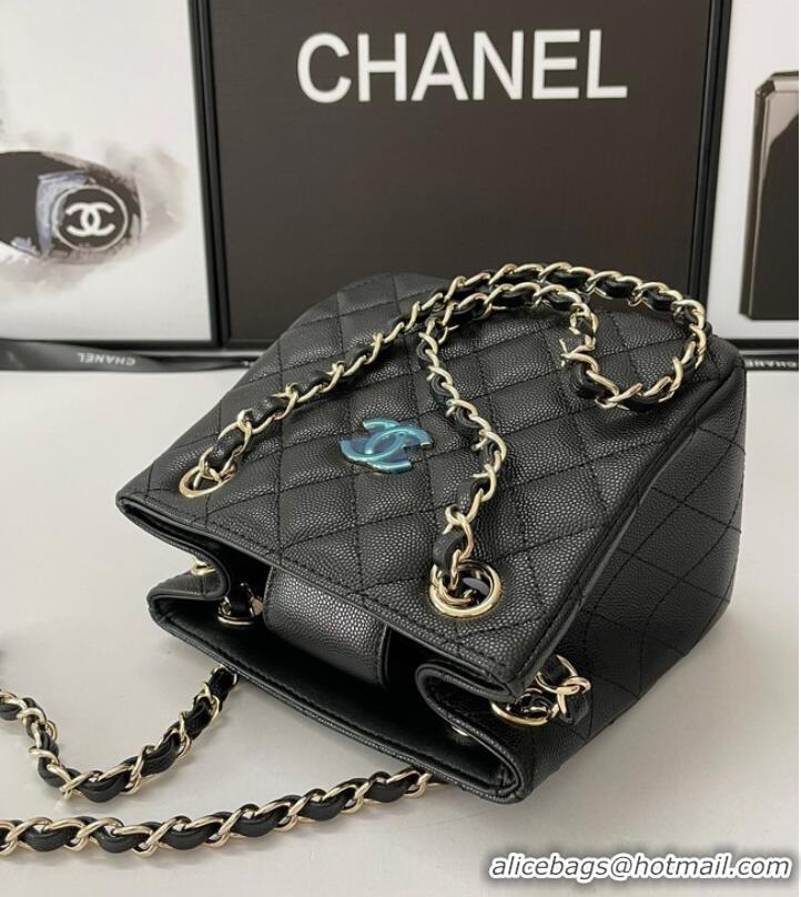 Buy Fashionable Chanel mini Shoulder Bag Grained Calfskin&Gold-Tone Metal AB3176 black