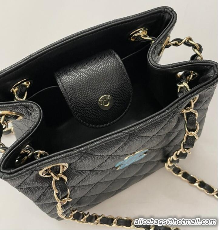 Buy Fashionable Chanel mini Shoulder Bag Grained Calfskin&Gold-Tone Metal AB3176 black