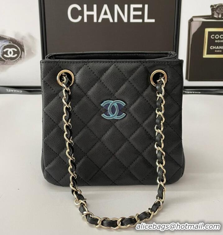 Buy Fashionable Chanel mini Shoulder Bag Grained Calfskin&Gold-Tone Metal AB3176 black