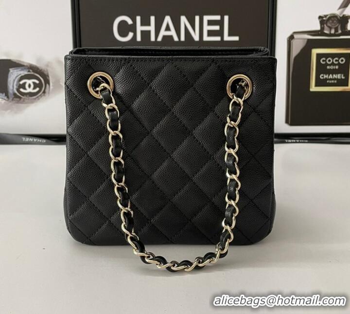 Buy Fashionable Chanel mini Shoulder Bag Grained Calfskin&Gold-Tone Metal AB3176 black