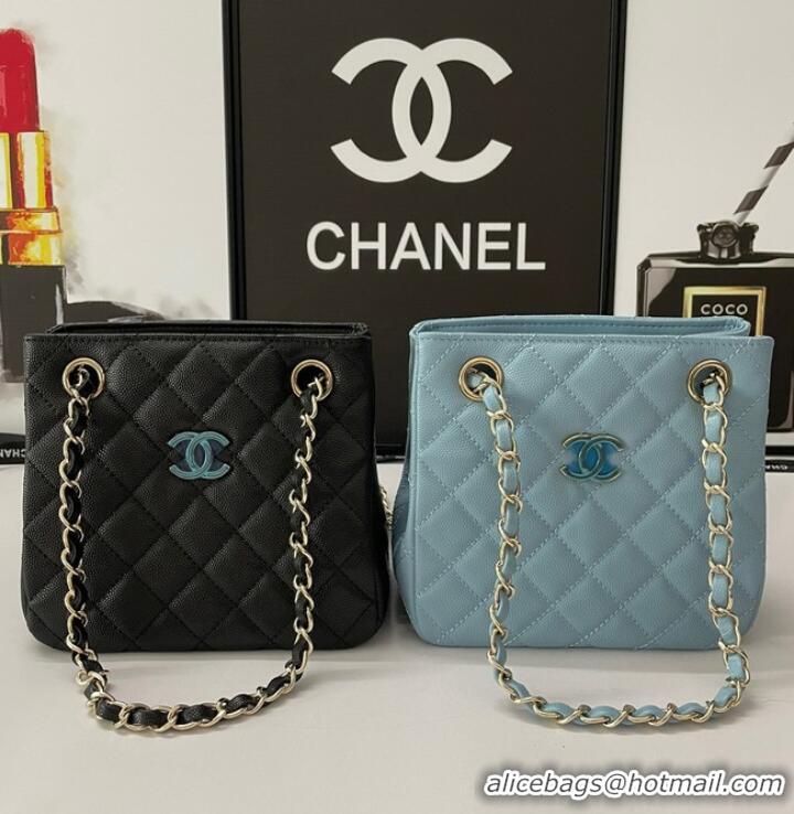 Buy Fashionable Chanel mini Shoulder Bag Grained Calfskin&Gold-Tone Metal AB3176 black