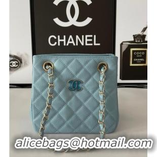 Well Crafted Chanel mini Shoulder Bag Grained Calfskin&Gold-Tone Metal AB3176 blue