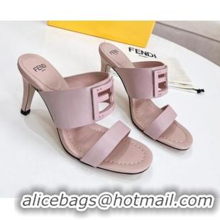 Classic Specials Fendi Calfskin Signature High Heel Slide Sandals Nude 2062198