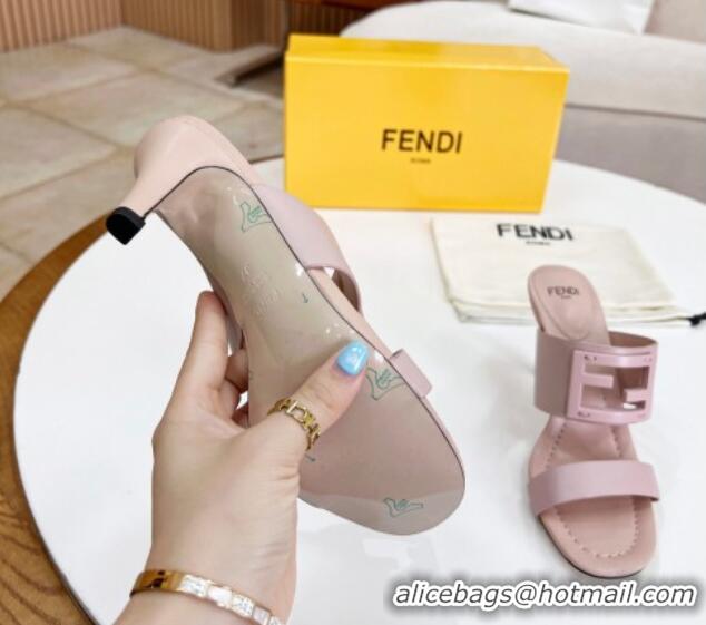 Classic Specials Fendi Calfskin Signature High Heel Slide Sandals Nude 2062198