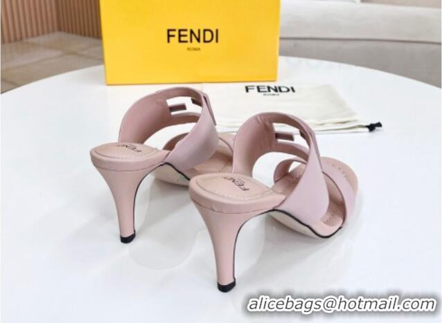 Classic Specials Fendi Calfskin Signature High Heel Slide Sandals Nude 2062198