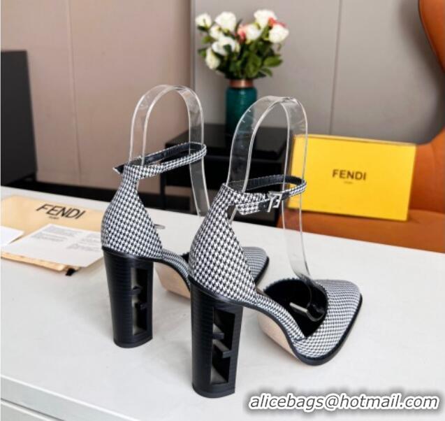 Sumptuous Fendi Fabric High Heel Pumps with Ankle Strap Black 621107