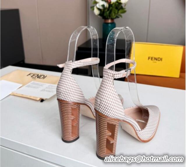 Best Grade Fendi Fabric High Heel Pumps with Ankle Strap Pink 621108