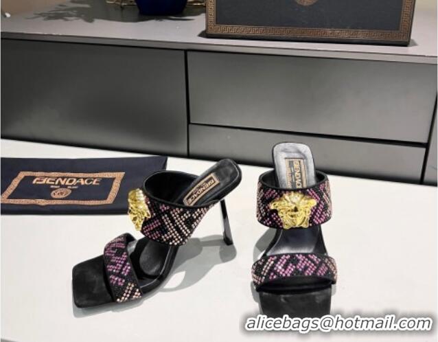 Original Cheap Versace x Fendi Fendace FF Crystal Slide Sandals 11cm Pink 070213