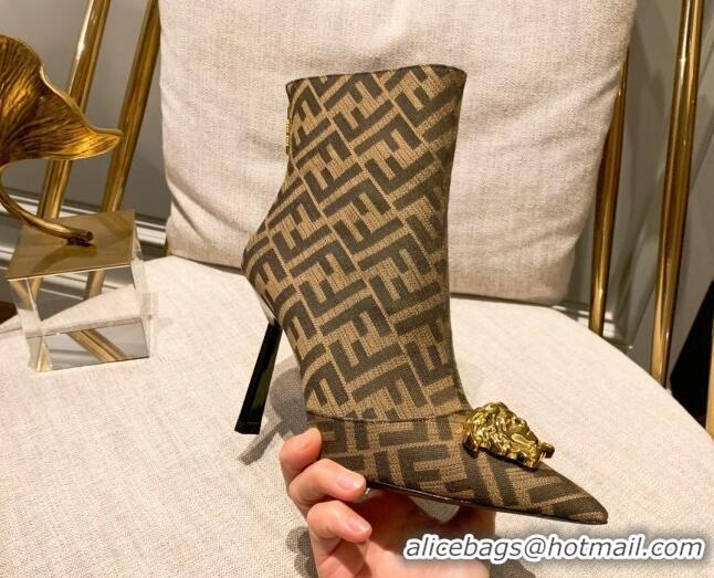 Perfect Versace x Fendi Fendace FF Canvas Ankle Boots 10.5cm Brown 070229