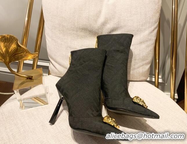 Discount Versace x Fendi Fendace FF Canvas Ankle Boots 10.5cm Black 070230