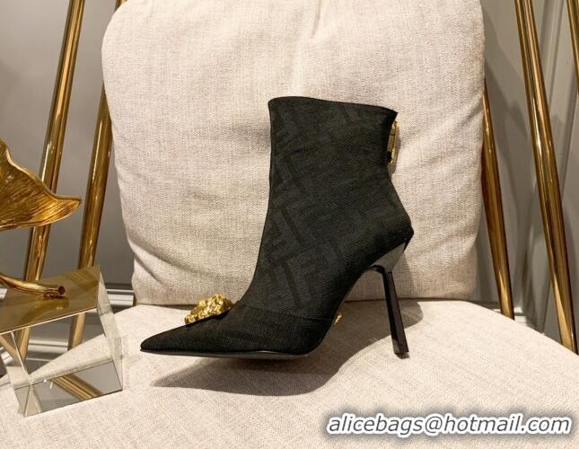 Discount Versace x Fendi Fendace FF Canvas Ankle Boots 10.5cm Black 070230