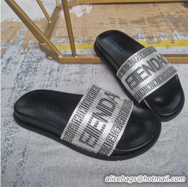 Grade Quality Versace x Fendi Fendace Flat Slide Sandals Silver 070232