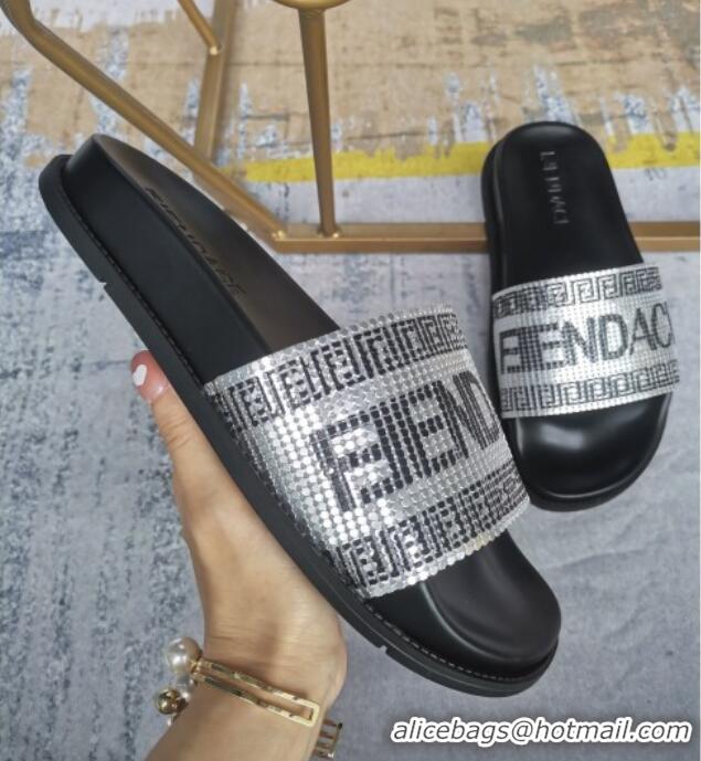 Grade Quality Versace x Fendi Fendace Flat Slide Sandals Silver 070232