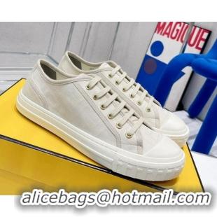 Classic Hot Fendi Domino FF Fabric Low-top Sneakers White 070233